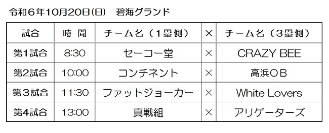 高浜市民スポーツ大会試合予定