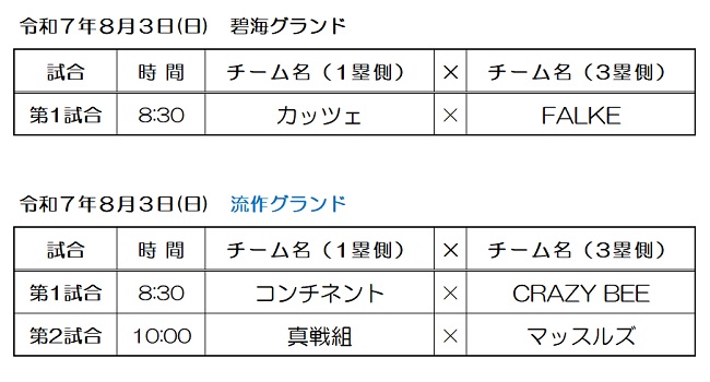 A級・B級リーグ試合予定