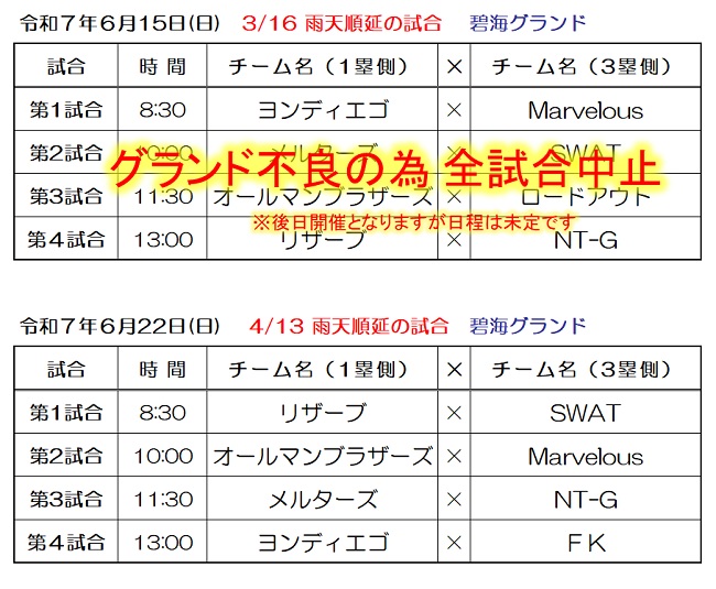 C級リーグ試合予定