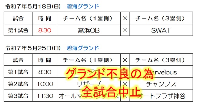 C級リーグ試合予定