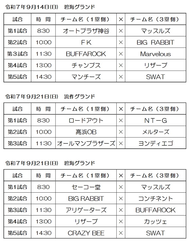 市民スポーツ大会試合予定